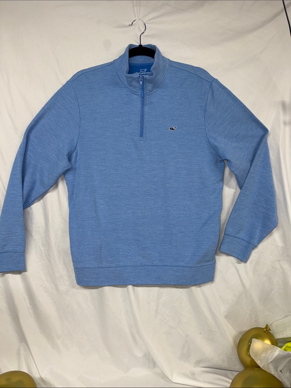 Vineyard Vines Men’s Heathered Sky Blue Quarter-Zip Pullover